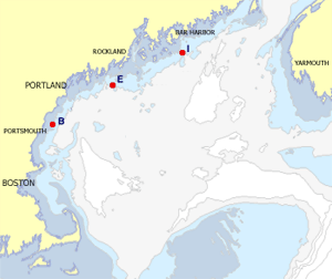 image showing the location of the GoMOOS buoys with chlorophyll sensors